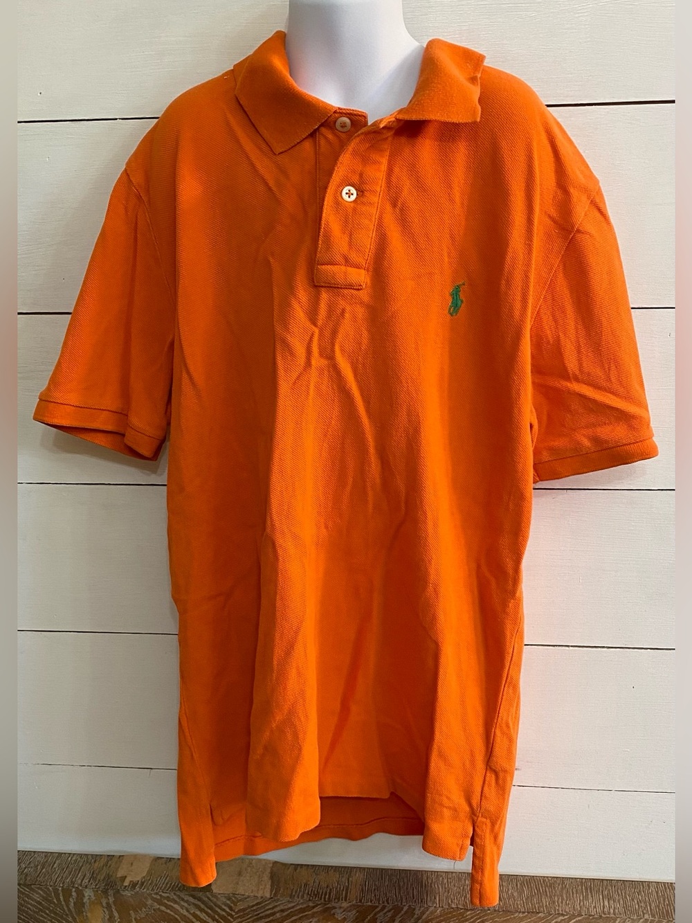 Vintage‎ Polo Ralph Lauren Big Boys’ Sz L (14-16) Orange Iconic Mesh Polo Shirt